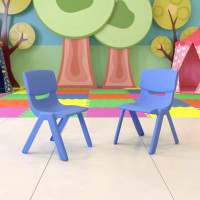 Flash Furniture 2-YU-YCX-004-BLUE-GG 2 Pack Blue Plastic Stackable School Chair with 13.25