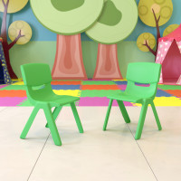 Flash Furniture 2-YU-YCX-004-GREEN-GG 2 Pack Green Plastic Stackable School Chair with 13.25