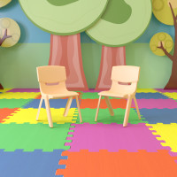 Flash Furniture 2-YU-YCX-004-NAT-GG 2 Pack Natural Plastic Stackable School Chair with 13.25