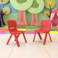 Flash Furniture 2-YU-YCX-004-RED-GG 2 Pack Red Plastic Stackable School Chair with 13.25