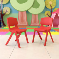Flash Furniture 2-YU-YCX-005-RED-GG 2 Pack Red Plastic Stackable School Chair with 15.5