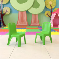 Flash Furniture 2-YU-YCX-011-GREEN-GG 2 Pack Green Plastic Stackable School Chair with Carrying Handle and 11