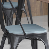 Flash Furniture 4-JJ-SEA-PL01-CB-GG Perry Set of 4 Poly Resin Wood Seat with Rounded Edges for Colorful Metal Chairs and Stools in Teal-Blue