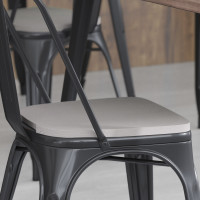 Flash Furniture 4-JJ-SEA-PL01-GY-GG Perry Set of 4 Poly Resin Wood Seat with Rounded Edges for Colorful Metal Chairs and Stools in Gray