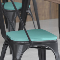 Flash Furniture 4-JJ-SEA-PL01-MINT-GG Perry Set of 4 Poly Resin Wood Seat with Rounded Edges for Colorful Metal Chairs and Stools in Mint