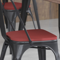 Flash Furniture 4-JJ-SEA-PL01-RED-GG Perry Set of 4 Poly Resin Wood Seat with Rounded Edges for Colorful Metal Chairs and Stools in Red