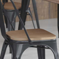 Flash Furniture 4-JJ-SEA-PL01-TEAK-GG Perry Set of 4 Poly Resin Wood Seat with Rounded Edges for Colorful Metal Chairs and Stools in Teal-Blue