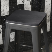 Flash Furniture 4-JJ-SEA-PL02-BK-GG Perry Poly Resin Wood Square Seat with Rounded Edges for Colorful Metal Barstools in Black