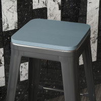 Flash Furniture 4-JJ-SEA-PL02-CB-GG Perry Poly Resin Wood Square Seat with Rounded Edges for Colorful Metal Barstools in Teal-Blue