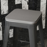 Flash Furniture 4-JJ-SEA-PL02-GY-GG Perry Poly Resin Wood Square Seat with Rounded Edges for Colorful Metal Barstools in Gray