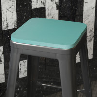 Flash Furniture 4-JJ-SEA-PL02-MINT-GG Perry Poly Resin Wood Square Seat with Rounded Edges for Colorful Metal Barstools in Mint