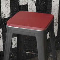Flash Furniture 4-JJ-SEA-PL02-RED-GG Perry Poly Resin Wood Square Seat with Rounded Edges for Colorful Metal Barstools in Red