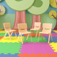 Flash Furniture 4-YU-YCX4-001-NAT-GG 4 Pack Natural Plastic Stackable School Chair with 12'' Seat Height