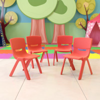 Flash Furniture 4-YU-YCX4-001-RED-GG 4 Pack Red Plastic Stackable School Chair with 12'' Seat Height