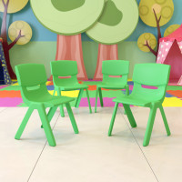 Flash Furniture 4-YU-YCX4-004-GREEN-GG 4 Pack Green Plastic Stackable School Chair with 13.25'' Seat Height