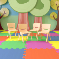 Flash Furniture 4-YU-YCX4-004-NAT-GG 4 Pack Natural Plastic Stackable School Chair with 13.25