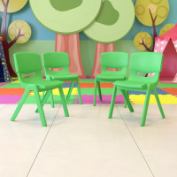 Flash Furniture 4-YU-YCX4-005-GREEN-GG 4 Pack Green Plastic Stackable School Chair with 15.5'' Seat Height