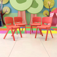 Flash Furniture 4-YU-YCX4-005-RED-GG 4 Pack Red Plastic Stackable School Chair with 15.5'' Seat Height
