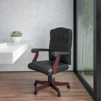 Flash Furniture Martha Washington Black Leather Executive Swivel Chair 801L-LF0005-BK-LEA-GG