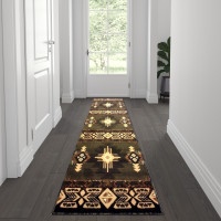 Flash Furniture ACD-RG181-27-SG-GG Mohave Collection 2' x 7' Sage Traditional Southwestern Style Area Rug - Olefin Fibers with Jute Backing