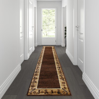 Flash Furniture ACD-RGL375-211-BN-GG Williams Collection 2' x 11' Brown Western Inspired Runner Area Rug for Indoor Use