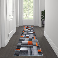 Flash Furniture ACD-RGTRZ861-27-OR-GG Elio Collection 2' x 7' Orange Color Blocked Area Rug - Olefin Rug with Jute Backing - Entryway, Living Room, or Bedroom