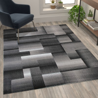 Flash Furniture ACD-RGTRZ861-57-GY-GG Elio Collection 5' x 7' Gray Color Blocked Area Rug - Olefin Rug with Jute Backing - Entryway, Living Room, or Bedroom