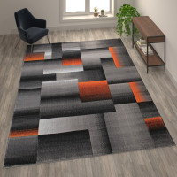 Flash Furniture ACD-RGTRZ861-810-OR-GG Elio Collection 8' x 10' Orange Color Blocked Area Rug - Olefin Rug with Jute Backing - Entryway, Living Room, or Bedroom