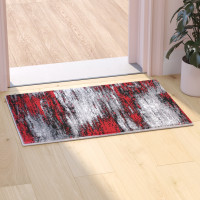 Flash Furniture ACD-RGTRZ863-23-RD-GG Rylan Collection 2' x 3' Red Abstract Scraped Area Rug - Olefin Rug with Jute Backing - Living Room, Bedroom, & Entryway