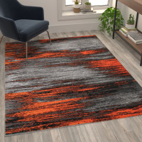 Flash Furniture ACD-RGTRZ863-57-OR-GG Rylan Collection 5' x 7' Orange Scraped Design Area Rug - Olefin Rug with Jute Backing - Living Room, Bedroom, Entryway