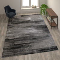 Flash Furniture ACD-RGTRZ863-69-GY-GG Rylan Collection 6' x 9' Gray Scraped Design Area Rug - Olefin Rug with Jute Backing - Living Room, Bedroom, Entryway