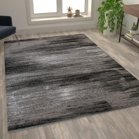 Flash Furniture ACD-RGTRZ863-810-GY-GG Rylan Collection 8' x 10' Gray Scraped Design Area Rug - Olefin Rug with Jute Backing - Living Room, Bedroom, Entryway