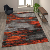 Flash Furniture ACD-RGTRZ863-810-OR-GG Rylan Collection 8' x 10' Orange Scraped Design Area Rug - Olefin Rug with Jute Backing - Living Room, Bedroom, Entryway