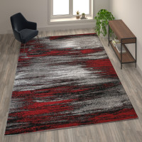Flash Furniture ACD-RGTRZ863-810-RD-GG Rylan Collection 8' x 10' Red Scraped Design Area Rug - Olefin Rug with Jute Backing - Living Room, Bedroom, Entryway