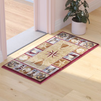 Flash Furniture ACD-RGZ8758-23-BG-GG Inis Collection 2' x 3' Beige Nautical Area Rug with Jute Backing for Living Room, Bedroom, Entryway