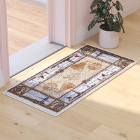 Flash Furniture ACD-RGZ8763-23-BG-GG Sovalye Collection Beige Nautical Themed 2' x 3' Area Rug with Jute Backing for Living Room, Bedroom, Entryway
