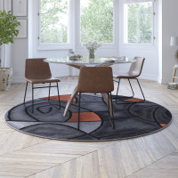 Flash Furniture ACD-TZ-860-7R-OR-GG Jubilee Collection 7' x 7' Round Orange Abstract Area Rug - Olefin Rug with Jute Backing - Living Room, Bedroom, Family Room