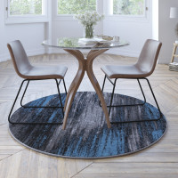 Flash Furniture ACD-TZ-863-5R-BL-GG Rylan Collection 5' x 5' Round Blue Abstract Area Rug - Olefin Rug with Jute Backing - Living Room, Bedroom, & Family Rooms