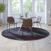 Flash Furniture ACD-TZ-863-7R-RD-GG Rylan Collection 7' x 7' Round Red Abstract Area Rug - Olefin Rug with Jute Backing - Living Room, Bedroom, & Family Rooms