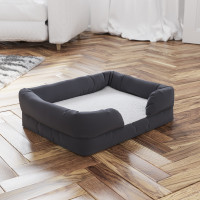 Flash Furniture AJ-ORTHO-00188-GY-GG Orthopedic Comfy Memory Foam Joint Relief Bolster Dog Bed for Dogs up to 12 LBS. - Removable & Washable Cover, Non-Slip Bottom