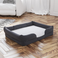 Flash Furniture AJ-ORTHO-00189-GY-GG Orthopedic Comfy Memory Foam Joint Relief Bolster Dog Bed for Dogs up to 25 LBS. - Removable & Washable Cover, Non-Slip Bottom