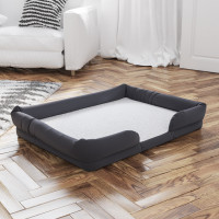 Flash Furniture AJ-ORTHO-00190-GY-GG Orthopedic Comfy Memory Foam Joint Relief Bolster Dog Bed for Dogs up to 44 LBS. - Removable & Washable Cover, Non-Slip Bottom