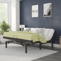 Flash Furniture AL-DM0201-K-GG Selene Adjustable Upholstered Bed Base with Wireless Remote, Three Leg Heights, & Independent Head/Foot Incline-King - Black