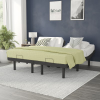 Flash Furniture AL-DM0201-TXL-GG Selene Adjustable Upholstered Bed Base with Wireless Remote, Three Leg Heights, & Independent Head/Foot Incline -Twin XL - Black