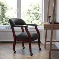 Flash Furniture Black Leather Conference Chair with Casters B-Z100-LF-0005-BK-LEA-GG
