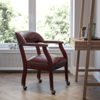 Flash Furniture Oxblood Vinyl Luxurious Conference Chair with Casters B-Z100-OXBLOOD-GG