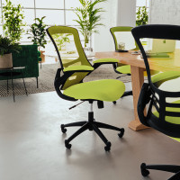 Flash Furniture BL-X-5M-GRN-GG Mid-Back Green Mesh Swivel Ergonomic Task Office Chair with Flip-Up Arms