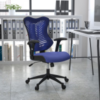 Flash Furniture BL-ZP-806-BL-GG High Back Blue Mesh Chair with Nylon Base