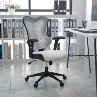 Flash Furniture BL-ZP-806-WH-GG High Back Designer White Mesh Executive Swivel Ergonomic Office Chair with Adjustable Arms