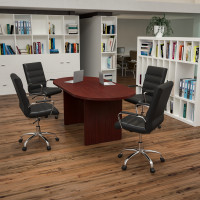 Flash Furniture BLN-6GCMHG2286-BK-GG 5 Piece Mahogany Oval Conference Table Set with 4 Black and Chrome LeatherSoft Executive Chairs